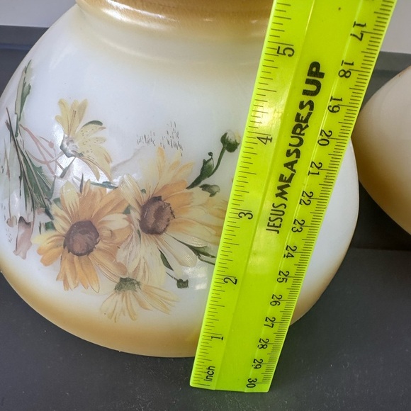 Vintage Sunflower Ceramic Milkglass lampshades - Picture 8 of 9